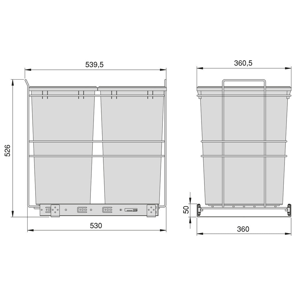 Emuca - Pojemniki do recyklingu do kuchni 2x35L