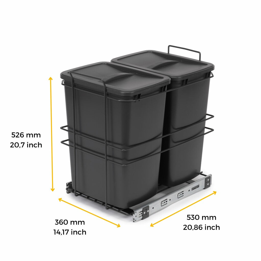 Emuca - Pojemniki do recyklingu do kuchni 2x35L